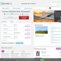 Przydatny zbiór noclegów do wglądu na platformie Nocowo.pl. Propozycję tworzą zarówno anonse z gatunku "szukam noclegu", jak również "wolne kwatery nad morzem". Urlopowicze mogą selekcjonować propozycje przez wyszukiwarkę, z uwzględnieniem rodzaju noclegu, ilości osób etc. Stronę maksymalnie usprawniono dla wygody obu stron - szukających oraz właścicieli punktów noclegowych. Dodając ogłoszenia "szukam noclegu", można szybko zabukować niedrogie obiekty w wybranej lokalizacji. Osoby, posiadające wolne pokoje niezwłocznie skontaktują się z ogłoszeniodawcą. ./_thumb/nocowo.pl.png