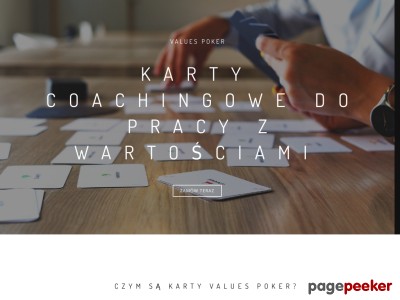 Values Poker (http://valuespoker.com/) to karty coachingowe opracowanych przez zespół Project: People. Narzędzia coachingowe, takie jak Values Poker, wprowadzają element gry, który urozmaica tradycyjne sesje coachingowe. Są alternatywą do tradycyjnych metod pracy nad wartościami.


Praca z emocjami i wartościami nie jest prostym zadaniem. Pomysłowe narzędzia coachingowe pozwalają urozmaicić proces coachingowy. Pobudzają kreatywność i angażują do własnych przemyśleń oraz ułatwiają odnalezienie własnych wartości w życiu.


Dzięki talii Values Poker coaching indywidualny oraz grupowy zyskują nowe znaczenie. Karty coachingowe mogą być wykorzystane samodzielnie do własnej pracy z emocjami, jak i w trakcie profesjonalnych sesji z coachem, psychologiem lub trenerem osobistym. Praca indywidualna w zaciszu domowym jest idealnym sposobem na poznanie samego siebie. Jest to jednak rozwiązanie dedykowane dla osób odznaczających się wysoką samoświadomością oraz dyscypliną wewnętrzną. Dla osób,