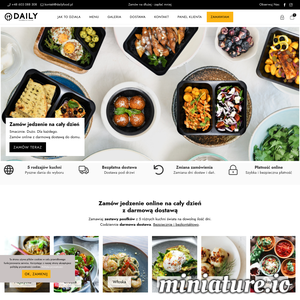 Zamów jedzenie online na cały dzień
z darmową dostawą
Zamawiaj zestawy posiłków z 5 różnych kuchni świata na dowolną ilość dni.
Codziennie darmowa dostawa. Bezpiecznie i bezkontaktowo.

Przygotowaliśmy dla Ciebie najlepsze dania kuchni polskiej, włoskiej, greckiej, azjatyckiej i wegetariańskiej.
Każdego dnia możesz wybrać zestaw posiłków z 5 różnych kuchni świata.
Sprawdź nasze menu i przekonaj się, że warto zamówić jedzenie online na Daily.