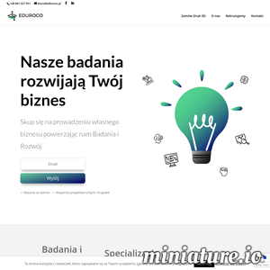 Eduroco to firma zajmująca się rozwojem technologicznym biznesu. Oprócz prowadzenia, na rzecz firm, badań B+R, oferujemy usługi skanowania 3D w technologiach triangulacji laserowej, fotogrametrii oraz światła strukturalnego. Stworzyliśmy pierwszy na świecie skaner sylwetki człowieka Hubo, który jest nie tylko dokładny, ale także przystępny cenowo. Oferujemy także profesjonalne i kompleksowe usługi druku 3D. Nasi inżynierowie w centrum druku 3D, w zależności od wielkości projektu 3D, są w stanie wydrukować go nawet w 24h, zachowując najwyższą jakość wydruku. Pracujemy tylko na sprawdzonym i profesjonalnym sprzęcie. Wysoka precyzja i doskonały wygląd naszych modeli jest dla nas priorytetem.