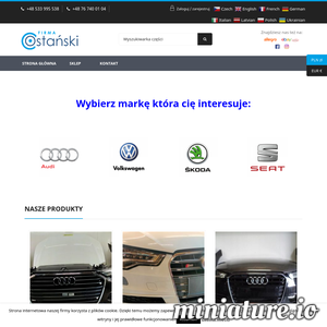 Nasza firma zajmuje się sprzedażą autoczęści. Sprzedajemy części samochodowe audi, seat, skoda, volkswagen. Lubin jest miastem, w którym mieści się nasza siedziba. Długotrwałe istnienie na rynku zagwarantowało nam stabilną pozycję w branży motoryzacyjnej. Prowadzimy sklep stacjonarny i zajmujemy się również sprzedażą internetową na stronie firmowej oraz za pośrednictwem branżowych portali. Nasza siedziba jest w Oborze, koło Lubina. W ofercie np. AUDI A6 C7 4G 3.0 KOMPLETNY PRZÓD BŁOTNIK FULL LED Wszystkie części są zawsze do lakierowania. Zdjęcia poglądowe. Nie mamy części w kolor. Nasza firma zajmuje się kompletowaniem przodów wg numeru VIN do konkretnego auta. Części karoseryjne są używane, natomiast takie rzeczy jak kierownice powietrza, uchwyty, profile, spinki, gumki zamawiamy nowe w serwisie VW. Czas realizacji zamówienia 4 – 7 dni.  ./_thumb1/firmaostanski.pl.png